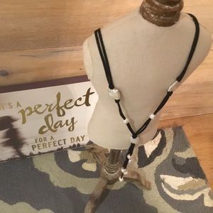 Parisian Suede Freshwater Pearl 24" necklace  🦋